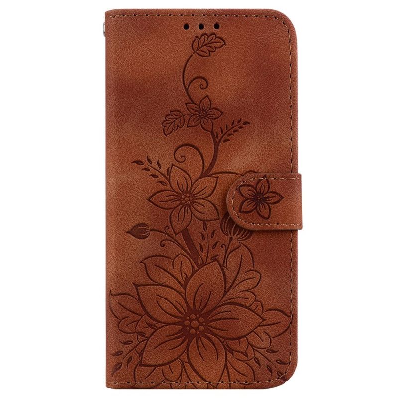 Kožený Kryt Xiaomi 14t Květy Lilie