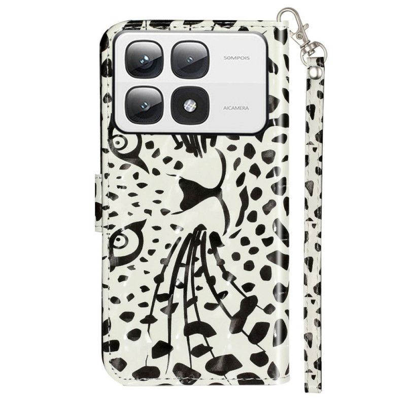 Kožený Kryt Xiaomi 14t Pro Grafický Pásek Leopard