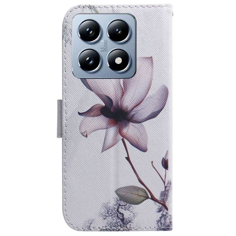 Kožený Kryt Xiaomi 14t Růžový Květ