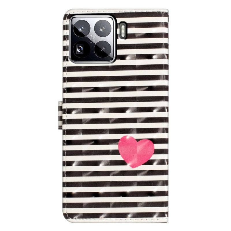Kožený Kryt Xiaomi 15 Pro 3d Pruhy A Srdce
