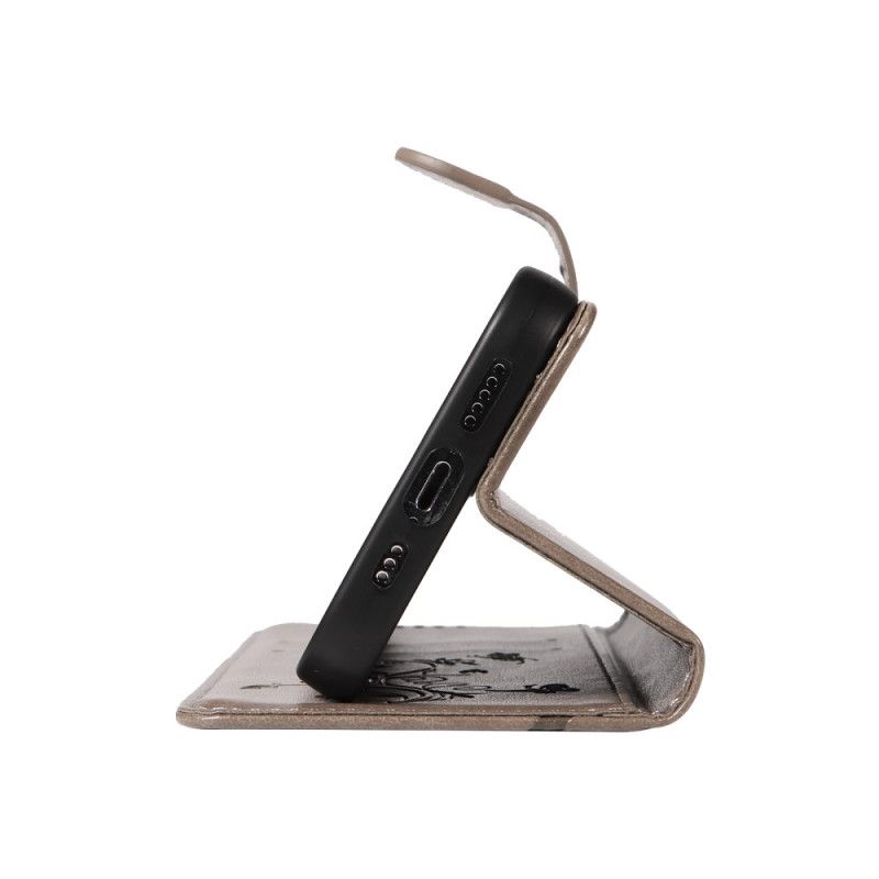 Kožený Kryt Xiaomi 15 Pro Květinový A Motýlí Vzor