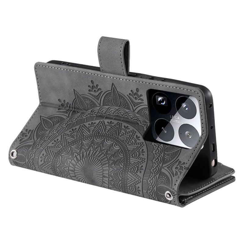 Kožený Kryt Xiaomi 15 Pro Peněženka S Efektem Mandaly A Semiše