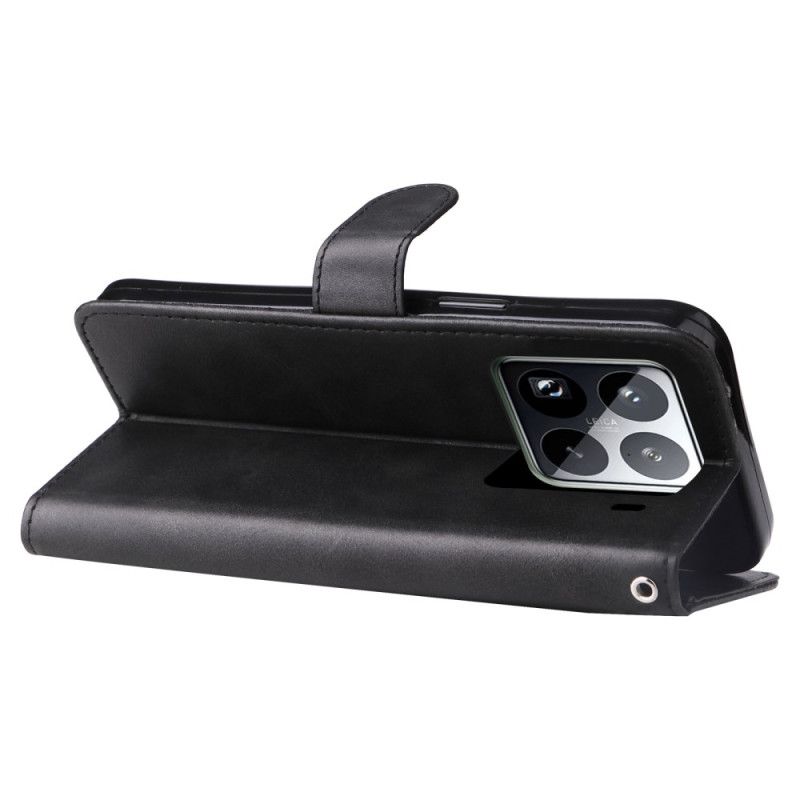 Kožený Kryt Xiaomi 15 Pro Peněženka Se Zipem