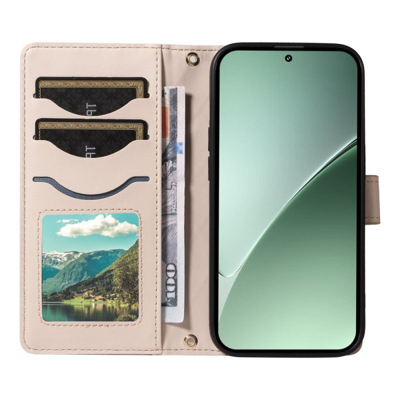 Kožený Kryt Xiaomi 15 Pro Prošívané S Popruhem A Ramenním Popruhem