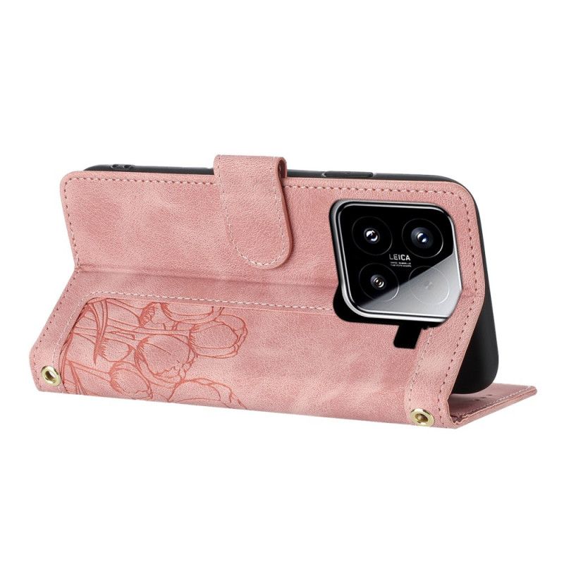 Kožený Kryt Xiaomi 15 Řemínek S Pampeliškami