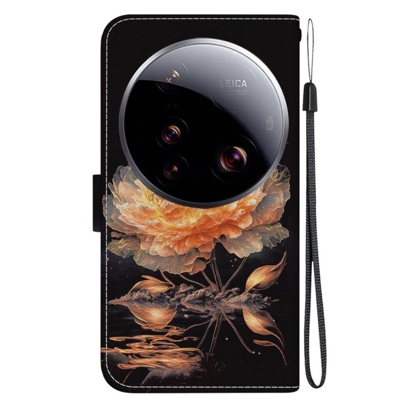 Kožený Kryt Xiaomi 15 Ultra Zlatá Pivoňka