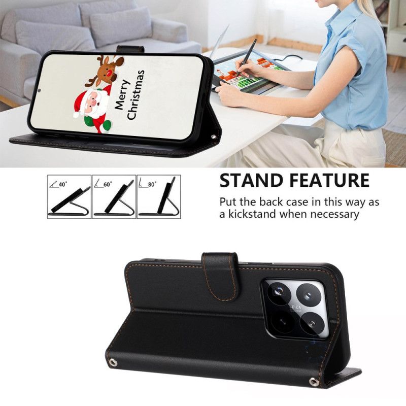 Kožený Kryt Xiaomi 15t Jednobarevné S Popruhem