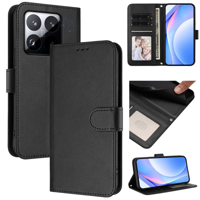 Kožený Kryt Xiaomi 15t Jednoduchý Design S Rfid Ochranou