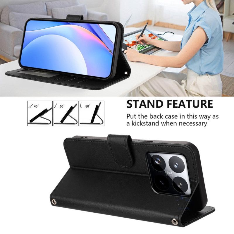 Kožený Kryt Xiaomi 15t Jednoduchý Design S Rfid Ochranou