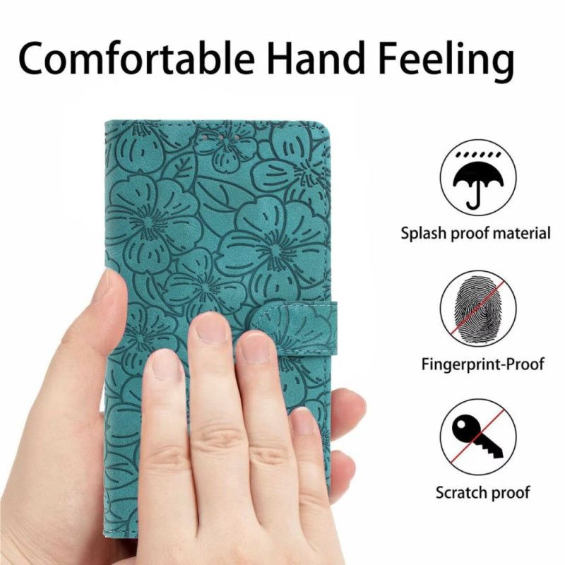 Kožený Kryt Xiaomi 15t Květinové Gravírování