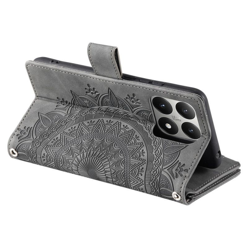 Kožený Kryt Xiaomi 15t Peněženka S Efektem Mandaly A Semiše