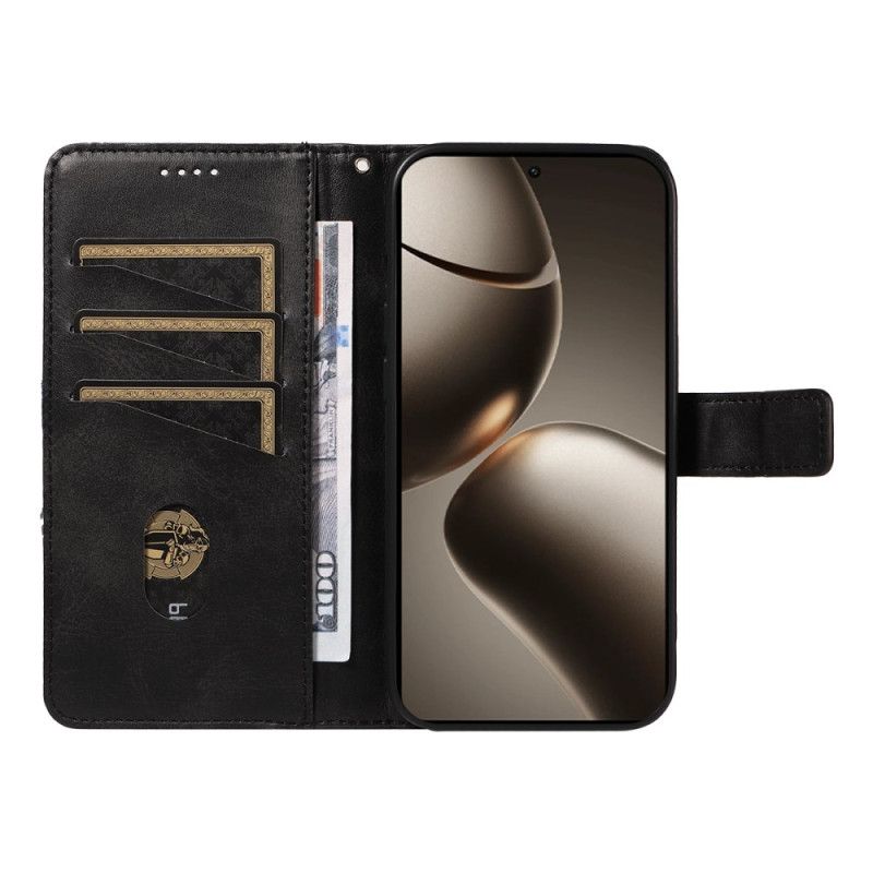 Kožený Kryt Xiaomi 15t Pro Dvoubarevný Geometrický Vzor