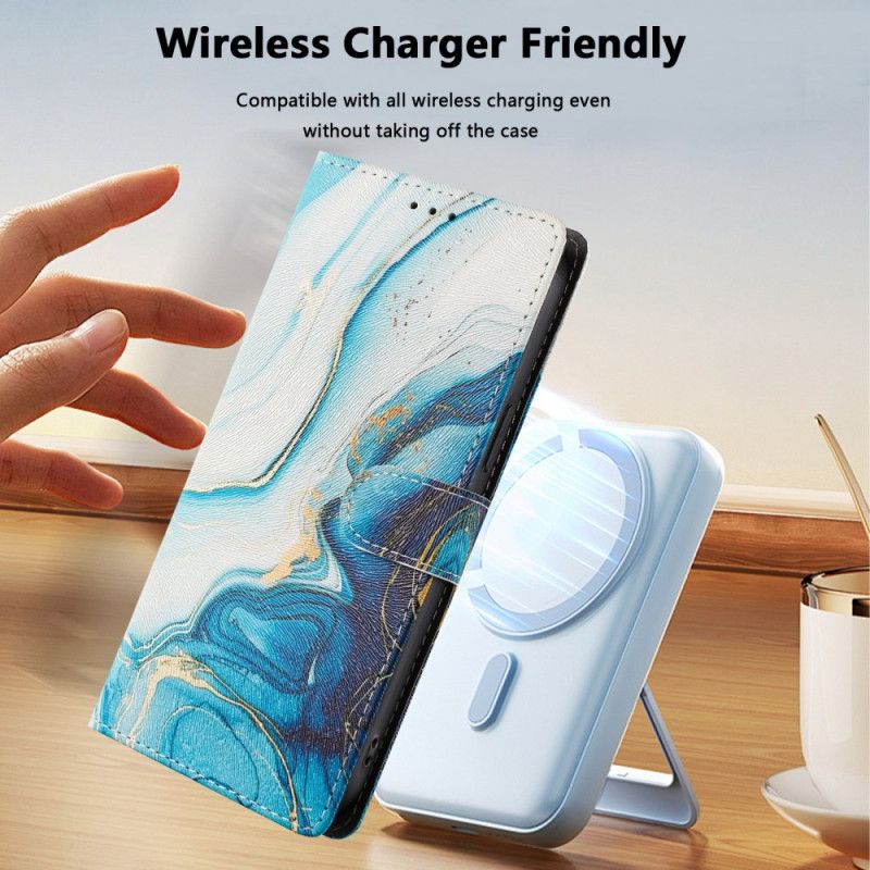 Kožený Kryt Xiaomi 15t Pro Modrý Mramor