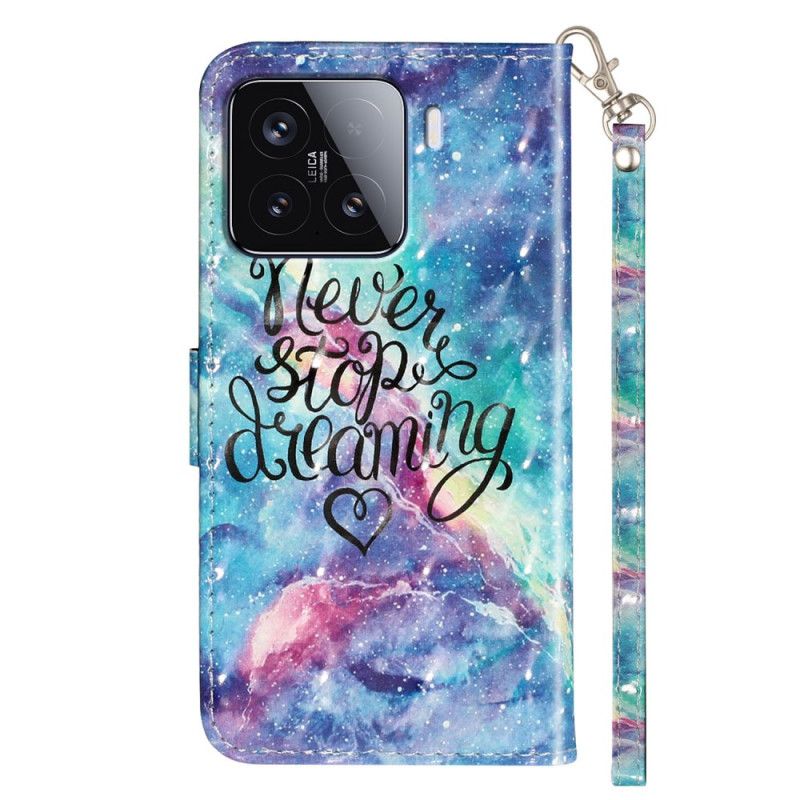 Kožený Kryt Xiaomi 15t Pro Nikdy Nepřestávej Snění S Popruhem