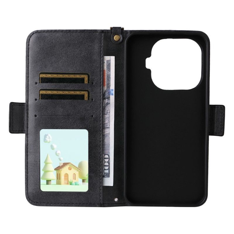 Kožený Kryt Xiaomi 15t Pro Peněženka S Ramenním Popruhem