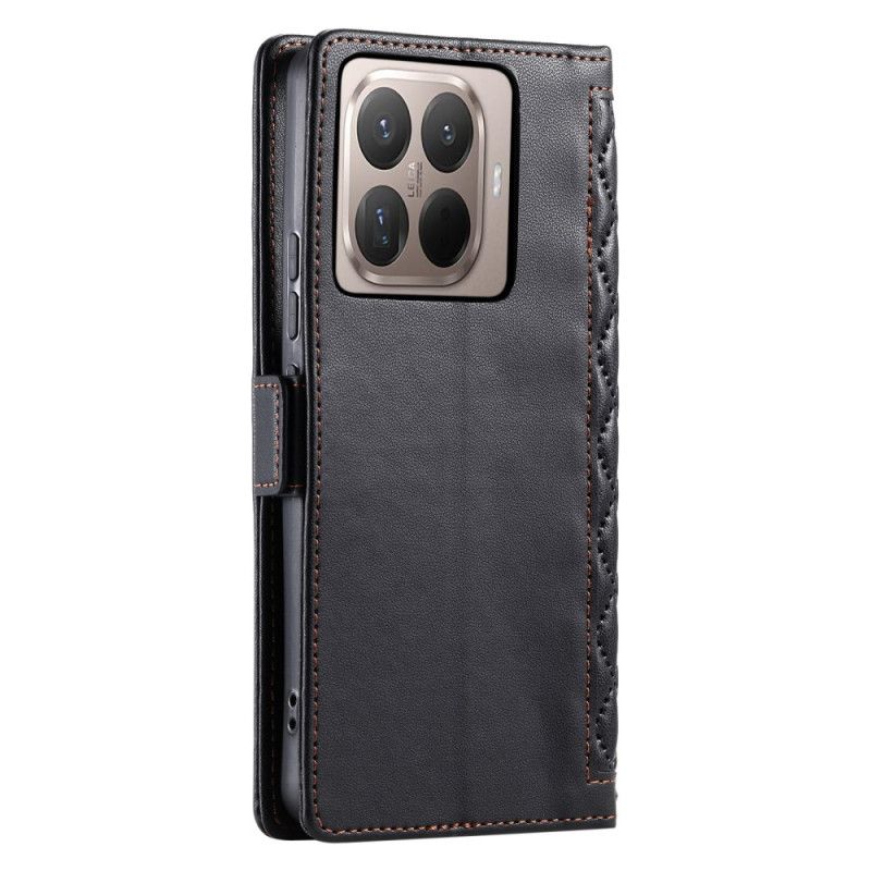 Kožený Kryt Xiaomi 15t Pro Prošívané S Popruhem