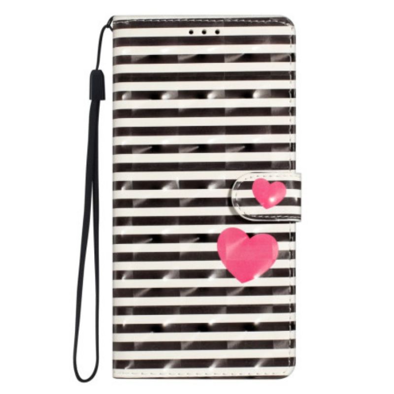 Kožený Kryt Xiaomi 15t Pro Pruhy A Srdce