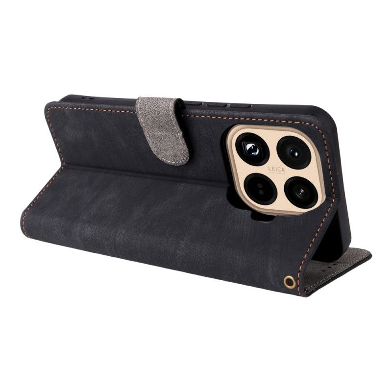 Kožený Kryt Xiaomi 15t Pro Rfid Peněženka Se Semišovým Efektem