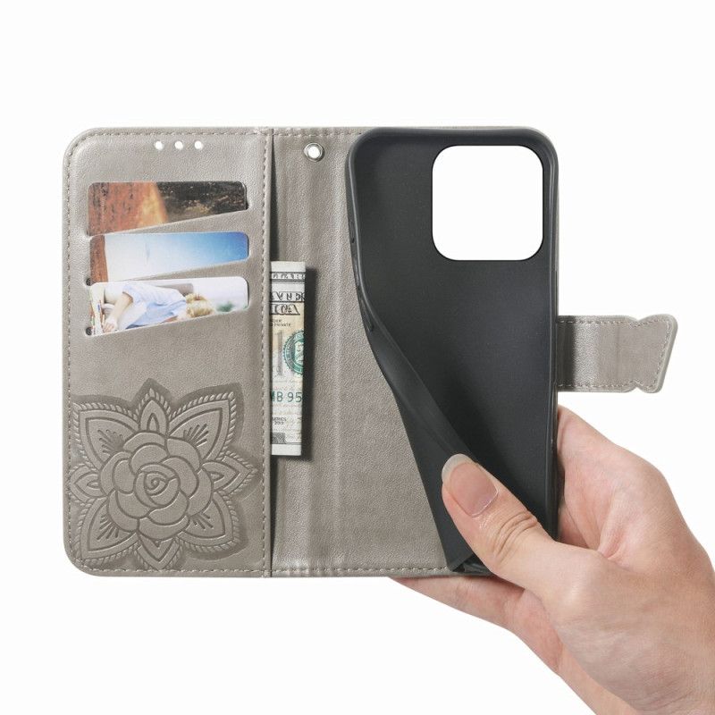 Kožený Kryt Xiaomi 17 3d Motýl A Kamínky