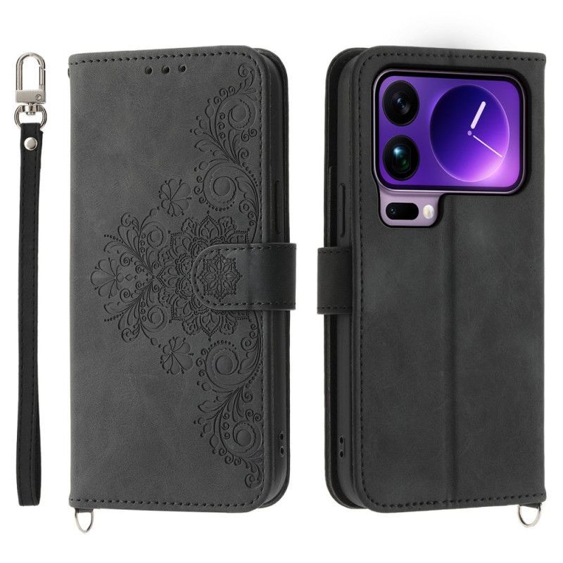 Kožený Kryt Xiaomi 17 Pro Max Krajka S Páskem A Ramenním Popruhem