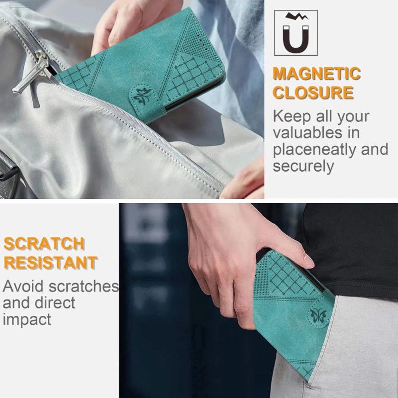 Kožený Kryt Xiaomi 17 Pro Max Motýlí A Geometrický Design