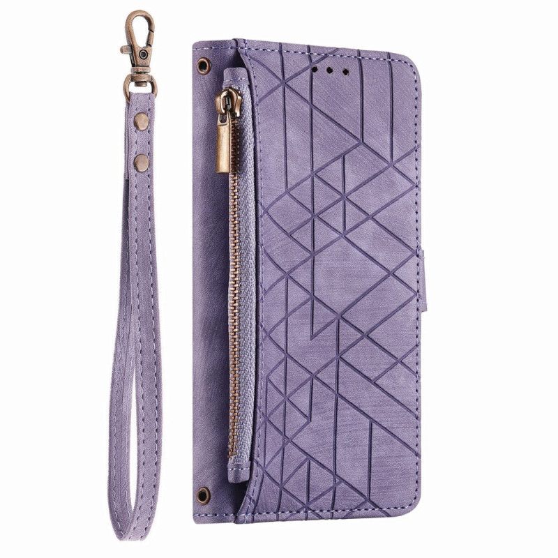 Kožený Kryt Xiaomi 17 Pro Max Peněženka S Geometrickým Vzorem