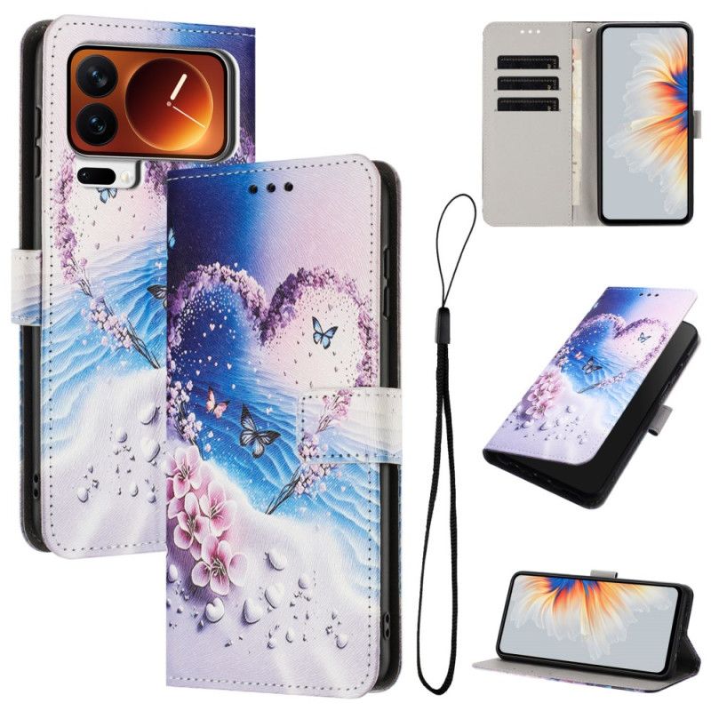 Kožený Kryt Xiaomi 17 Pro Motýl A Srdce