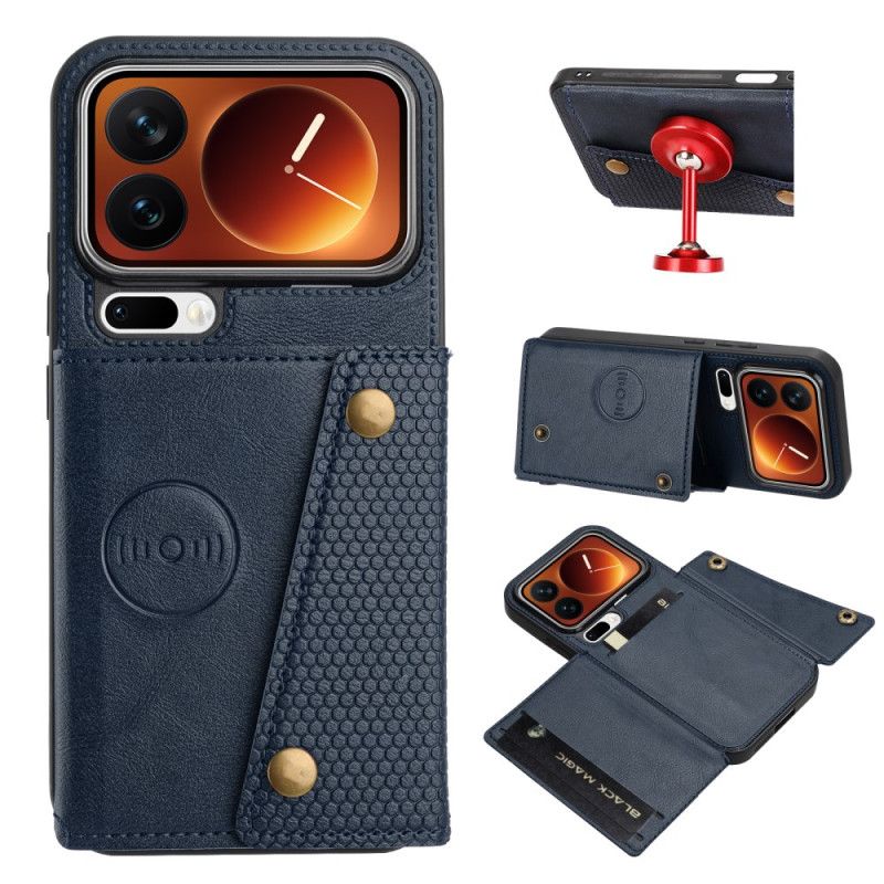 Kožený Kryt Xiaomi 17 Pro Pouzdro Na Karty A Stojánek