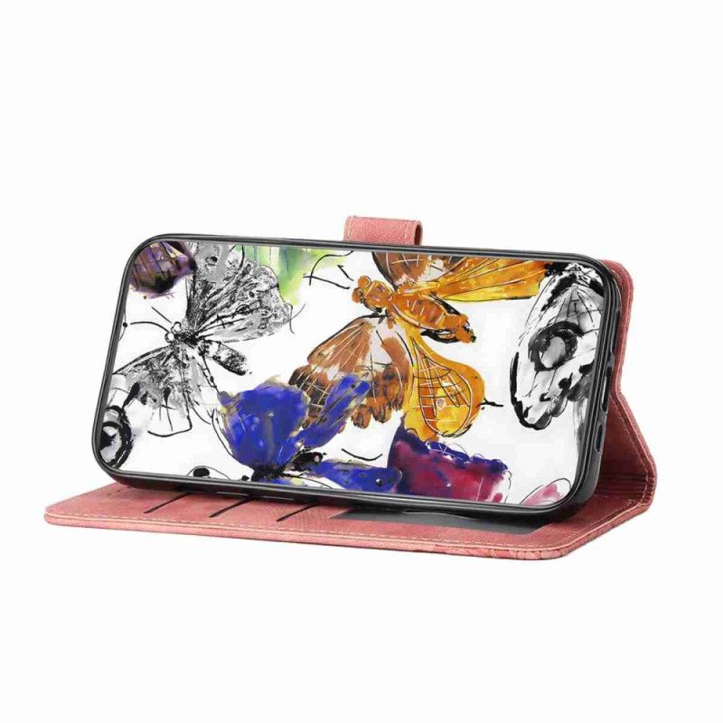 Kožený Kryt Xiaomi 17 Pro Semišový Efekt Motýlí Design