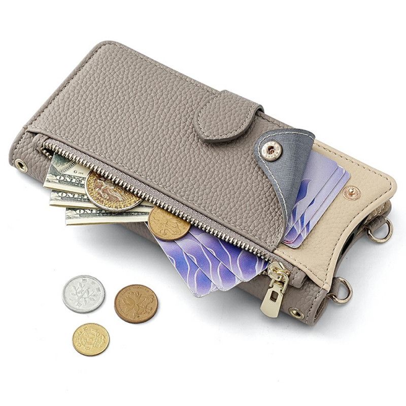 Kožený Kryt Xiaomi 17 Ramenní Popruh Se Zrcadlem A Řetízkem