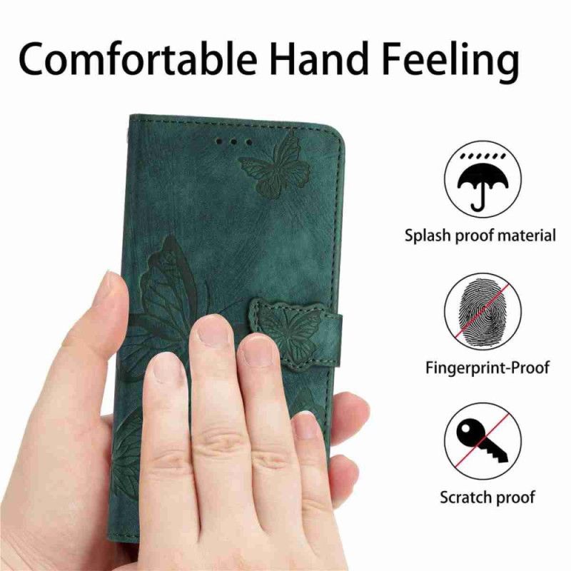 Kožený Kryt Xiaomi 17 Semišový Motýlí Efekt