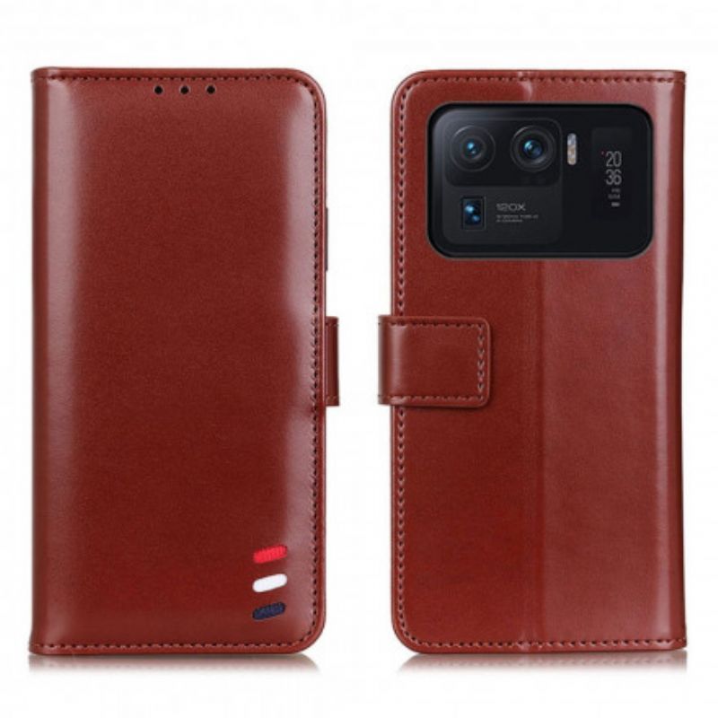 Kožený Kryt Xiaomi Mi 11 Ultra Efekt Tříbarevné Kůže