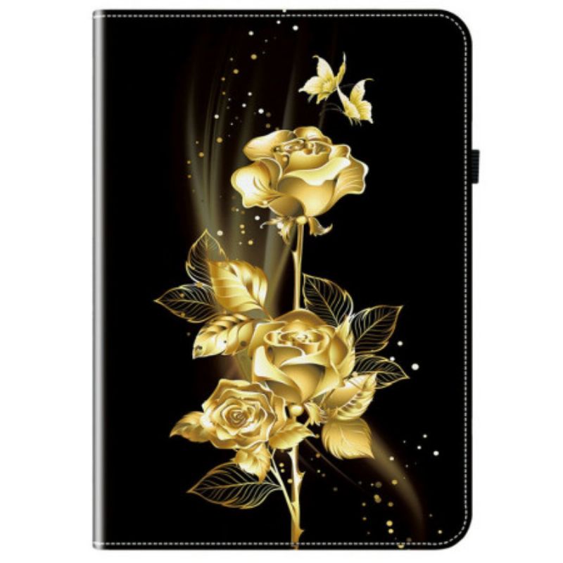 Kožený Kryt Xiaomi Pad 7 / 7 Pro Zlaté Růže A Motýli