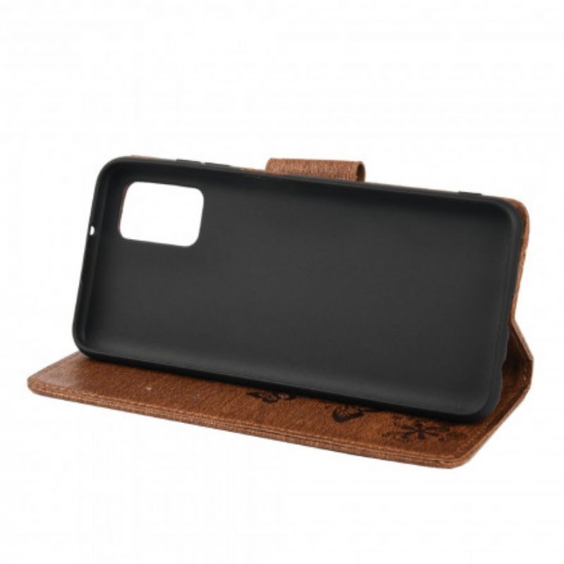 Kožený Kryt Xiaomi Redmi 10 Pouze Motýli S Popruhem