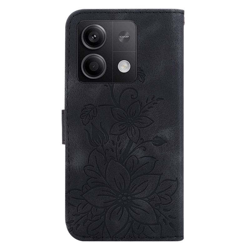 Kožený Kryt Xiaomi Redmi Note 13 5g Květinový Vzor S Páskem
