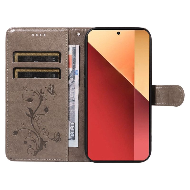 Kožený Kryt Xiaomi Redmi Note 13 Pro 4g Květiny A Motýli