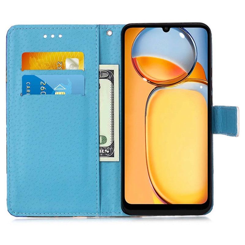 Kožený Kryt Xiaomi Redmi Note 13 Pro 4g Motýli A Srdce S Popruhem