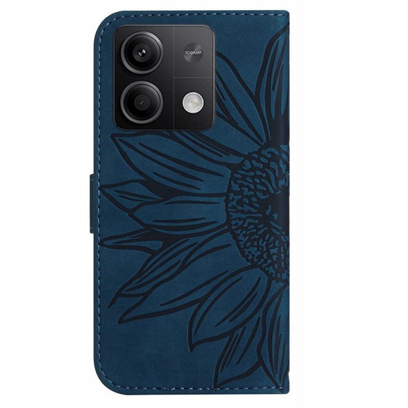 Kožený Kryt Xiaomi Redmi Note 13 Pro 4g Slunečnicový Potisk S Páskem