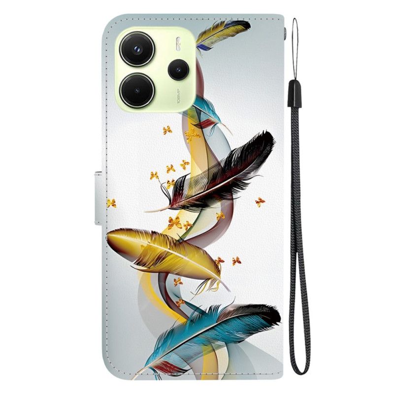 Kožený Kryt Xiaomi Redmi Note 14 4g Barevné Peří