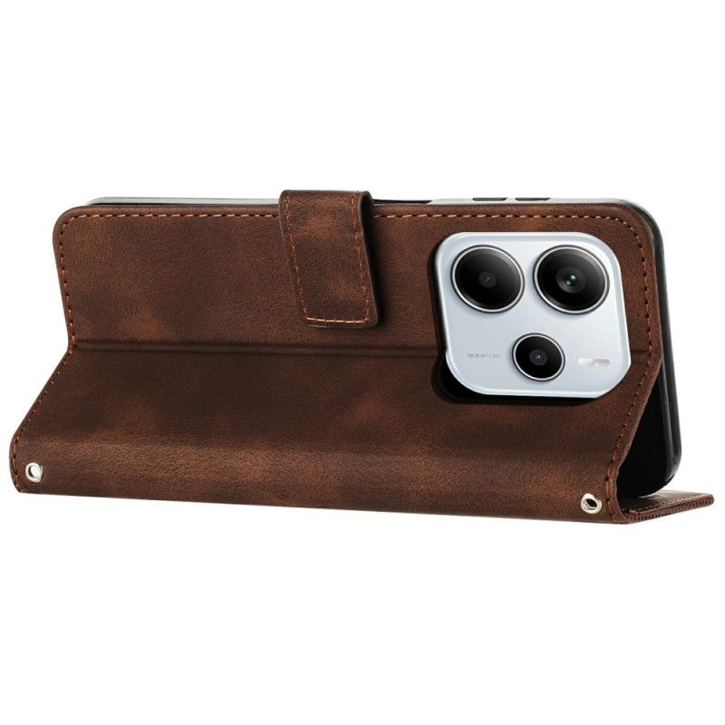 Kožený Kryt Xiaomi Redmi Note 14 4g Geometrické Linie S Páskem