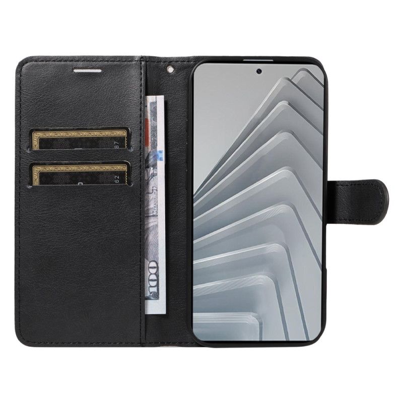 Kožený Kryt Xiaomi Redmi Note 14 4g Jednoduchá Umělá Kůže S Páskem