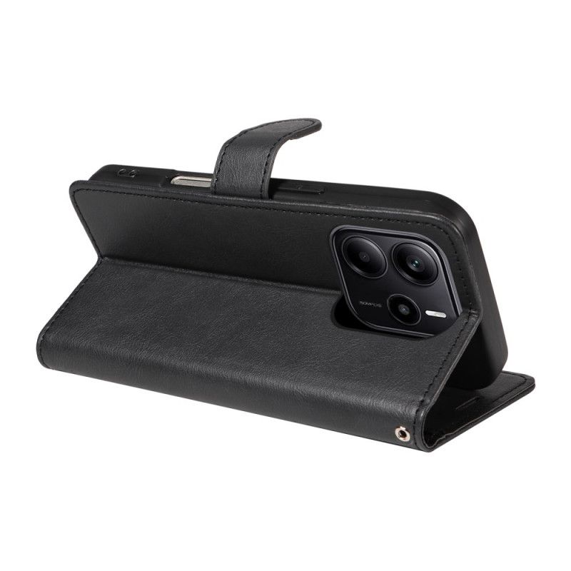 Kožený Kryt Xiaomi Redmi Note 14 4g Jednoduchá Umělá Kůže S Páskem