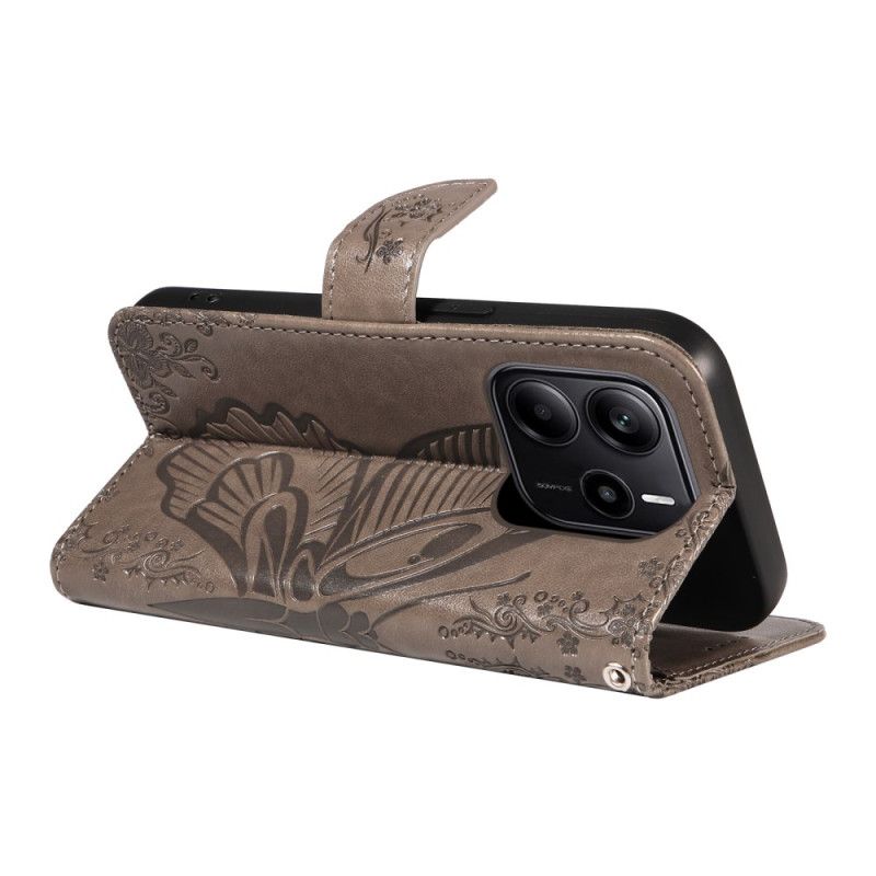 Kožený Kryt Xiaomi Redmi Note 14 4g Motýlí Potisk