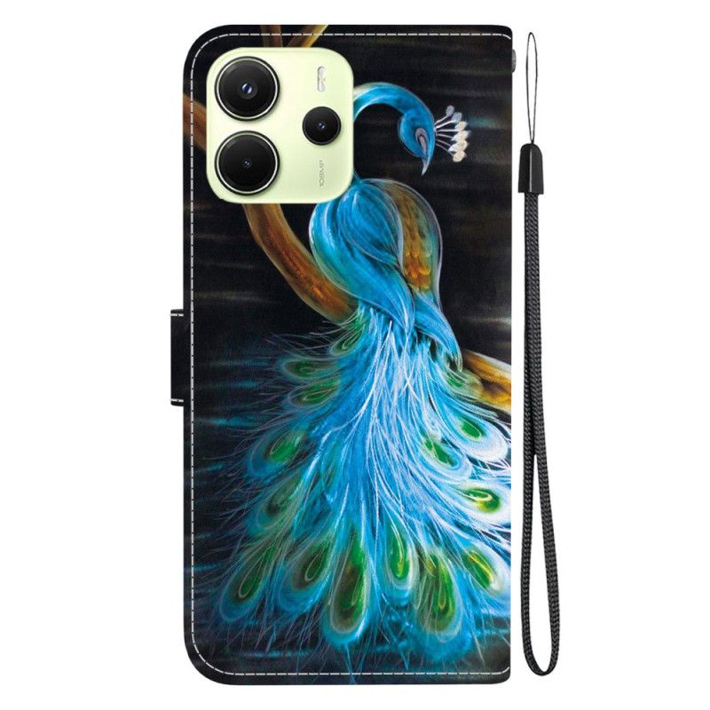 Kožený Kryt Xiaomi Redmi Note 14 4g Vzor Pávů