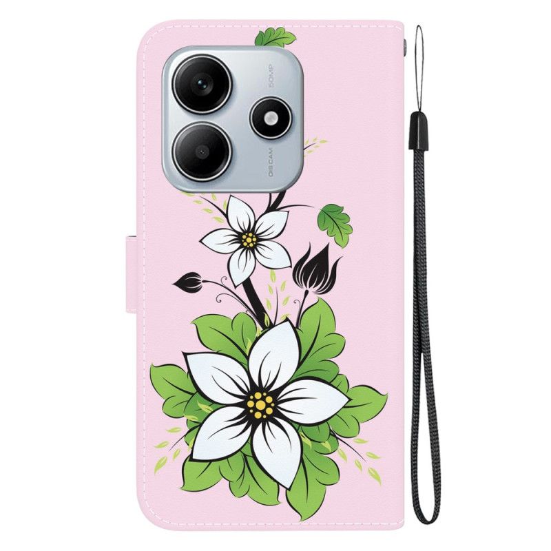 Kožený Kryt Xiaomi Redmi Note 14 5g Vzor Lilie
