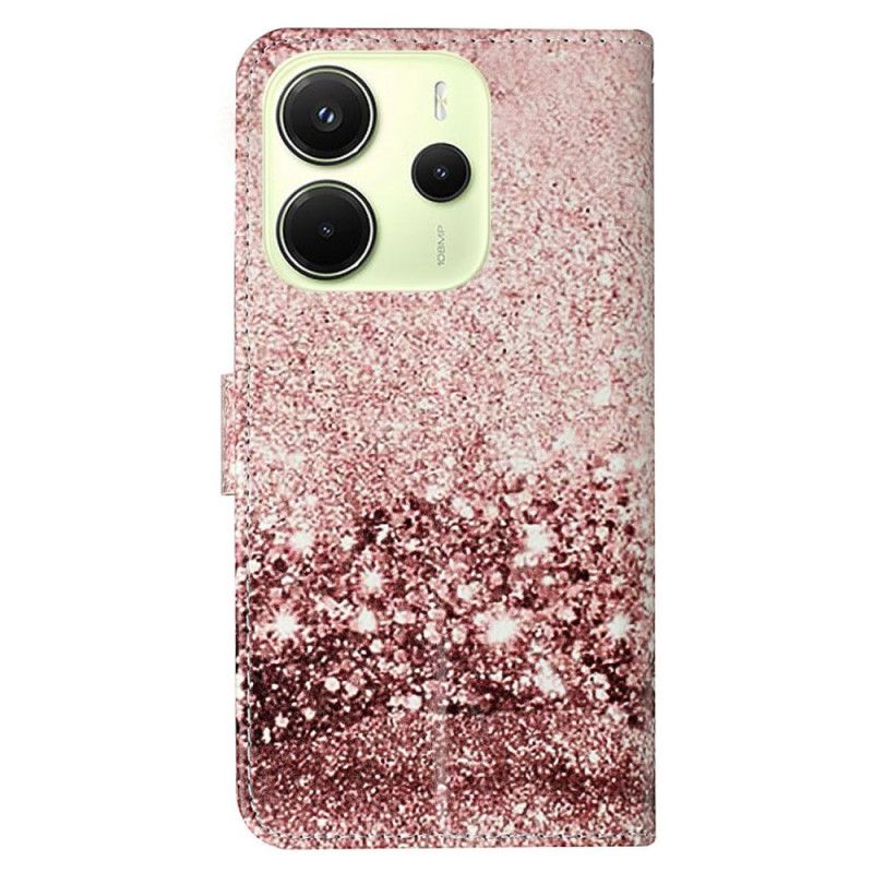 Kožený Kryt Xiaomi Redmi Note 14 Pro 4g Růžovo-zlatý Mramor