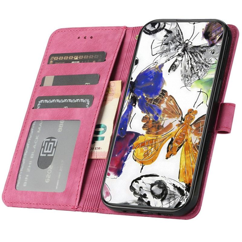 Kožený Kryt Xiaomi Redmi Note 14 Pro 4g Semišový Efekt Motýli