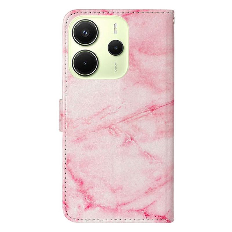 Kožený Kryt Xiaomi Redmi Note 14 Pro 4g Vzor Růžového Mramoru
