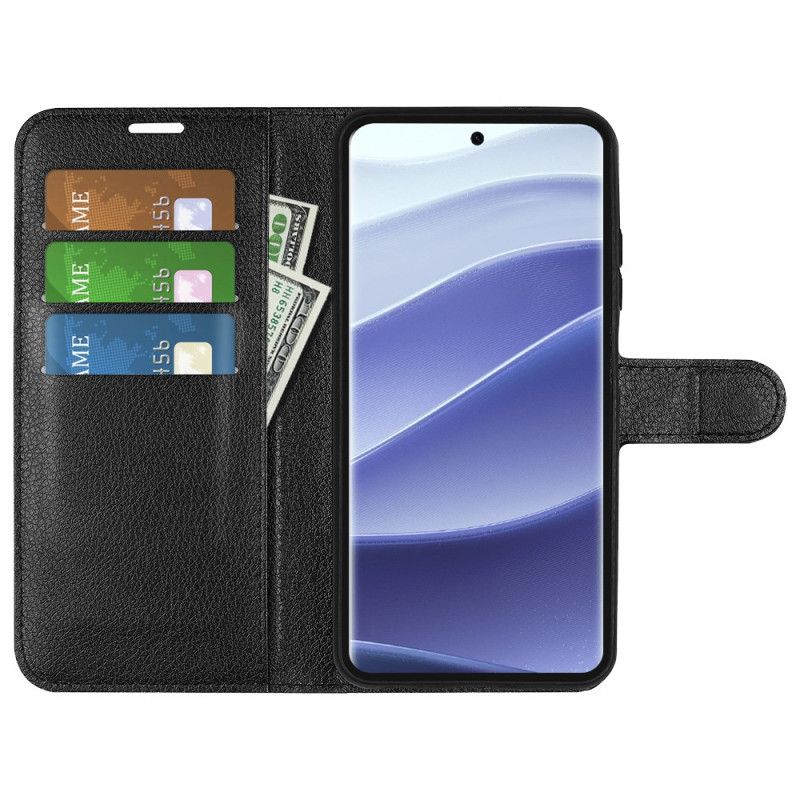 Kožený Kryt Xiaomi Redmi Note 14 Pro 5g Klasická Umělá Kůže S Liči