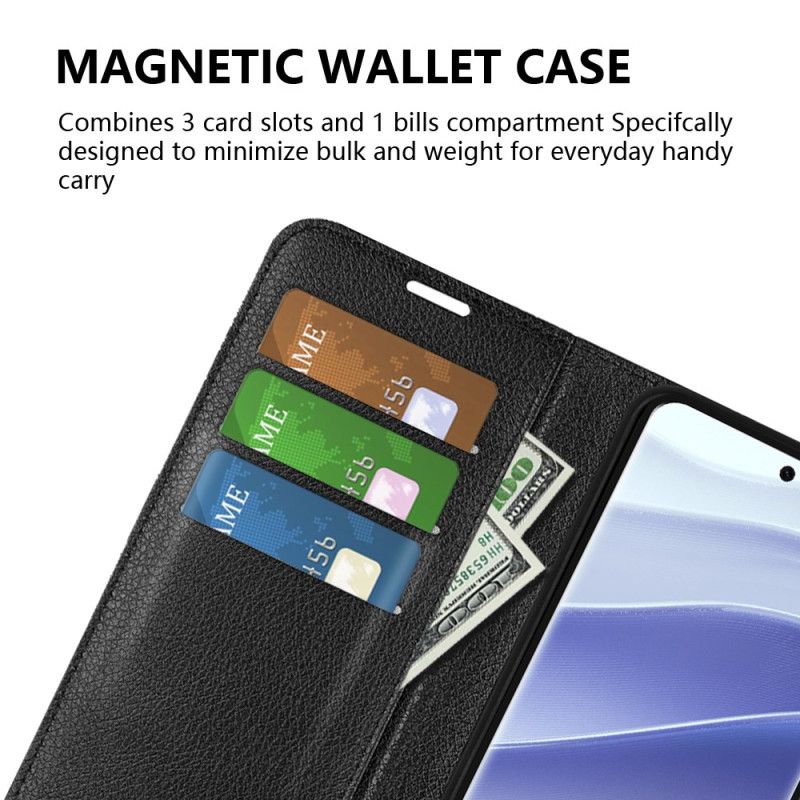 Kožený Kryt Xiaomi Redmi Note 14 Pro 5g Klasická Umělá Kůže S Liči